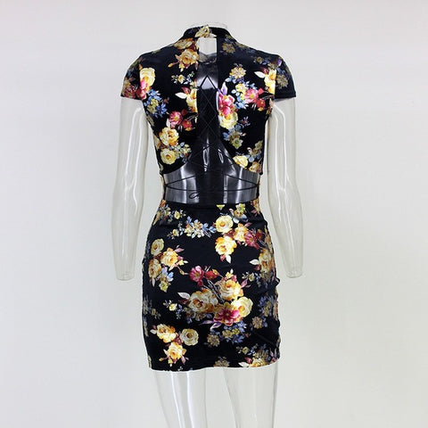 Joyfunear Fashion Back Tie Up Print Summer Dress Sexy Short Sleeve Elegant Mini Dress - ladies Shapewear 