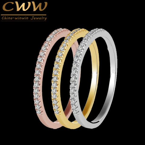 CWW 3 pcs Mix Colors Women CZ Stones Engagement Wedding Rings - ladies Shapewear 