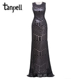 Tanpell mermaid evening dress sleeveless floor length dress sexy black backless - ladies Shapewear 