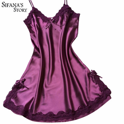 Ladies Sexy Silk Satin Night Dress Sleeveless Nighties - ladies Shapewear 