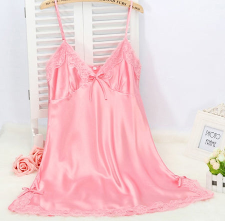 Ladies Sexy Silk Satin Night Dress Sleeveless Nighties - ladies Shapewear 