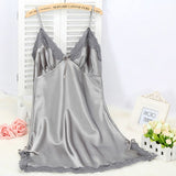 Ladies Sexy Silk Satin Night Dress Sleeveless Nighties - ladies Shapewear 