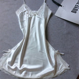 Ladies Sexy Silk Satin Night Dress Sleeveless Nighties - ladies Shapewear 