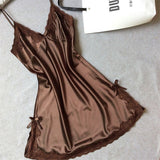 Ladies Sexy Silk Satin Night Dress Sleeveless Nighties - ladies Shapewear 
