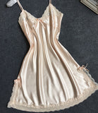 Ladies Sexy Silk Satin Night Dress Sleeveless Nighties - ladies Shapewear 