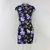 Joyfunear Fashion Back Tie Up Print Summer Dress Sexy Short Sleeve Elegant Mini Dress - ladies Shapewear 