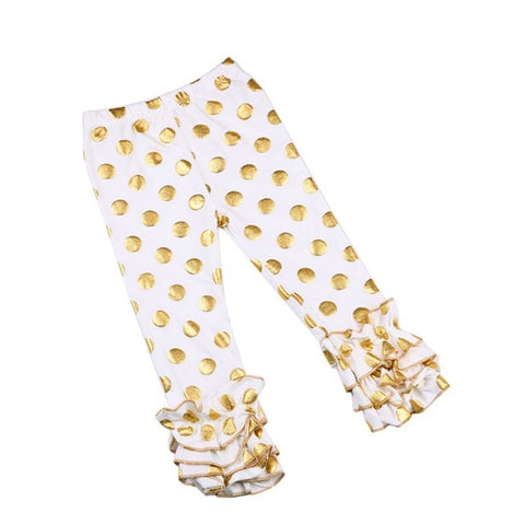 Gold Polka Dot Leggings,gold star Pants,Girls Pants,baby Pants - ladies Shapewear 