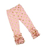 Gold Polka Dot Leggings,gold star Pants,Girls Pants,baby Pants - ladies Shapewear 