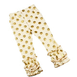Gold Polka Dot Leggings,gold star Pants,Girls Pants,baby Pants - ladies Shapewear 