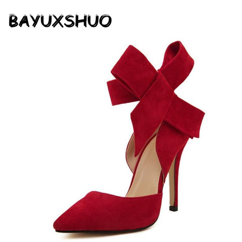 Plus Size Shoes Women Big Bow Tie Pumps Butterfly Shoes - ladies Shapewear 
