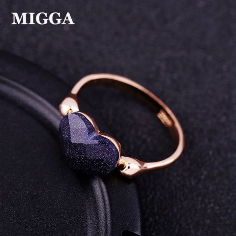 MIGGA Fashion Natural Stone Heart Ring for Women - ladies Shapewear 