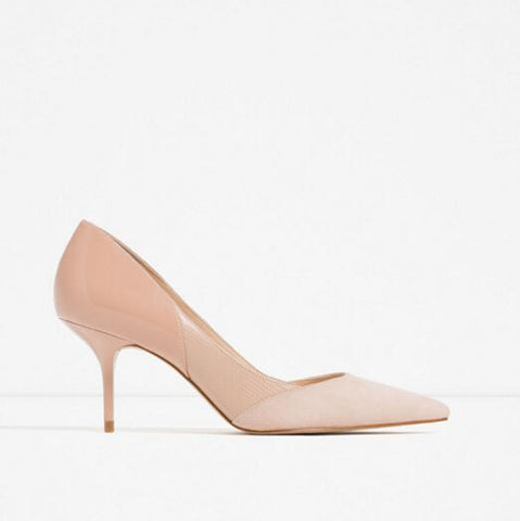 GENSHUO Mixed Color Pointed Toe High Heels Shoes - ladies Shapewear 