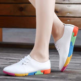 POLALI Autumn spring new lace leather women flat white shoes - ladies Shapewear 