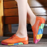 POLALI Autumn spring new lace leather women flat white shoes - ladies Shapewear 