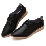 POLALI Autumn spring new lace leather women flat white shoes - ladies Shapewear 