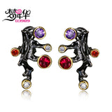 Gothic Design Long Stud Earrings Women Purple Red CZ Stone - ladies Shapewear 