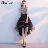 PotN'Patio Black High Low Prom Dresses New Luxury Pearls Prom Dresses - ladies Shapewear 