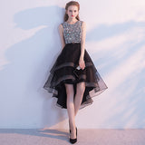 PotN'Patio Black High Low Prom Dresses New Luxury Pearls Prom Dresses - ladies Shapewear 