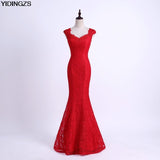 YIDINGZS Elegant Beads Lace Mermaid Long Evening Dress - ladies Shapewear 