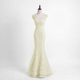 YIDINGZS Elegant Beads Lace Mermaid Long Evening Dress - ladies Shapewear 