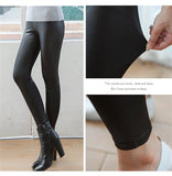 Faux Leather Leggings Navy Blue Sexy Women Leggins - ladies Shapewear 