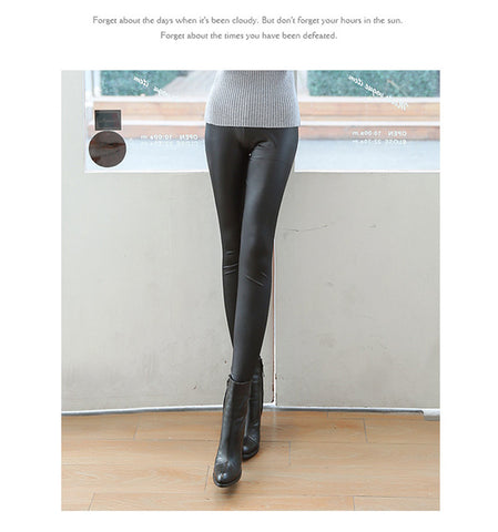 Faux Leather Leggings Navy Blue Sexy Women Leggins - ladies Shapewear 