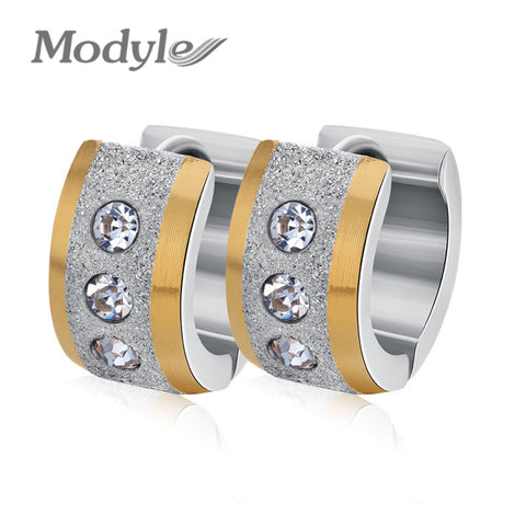 Modyle 2017 New Fashion Brand Jewelry Silver&Gold Color 316L Stainless Steel Zircon Crystal Stud Earrings for Women - ladies Shapewear 