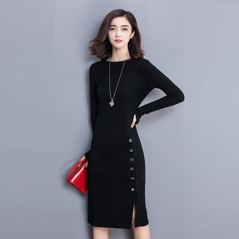 Bodycon Office Winter Dress Long Sleeve - ladies Shapewear 