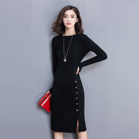 Bodycon Office Winter Dress Long Sleeve - ladies Shapewear 