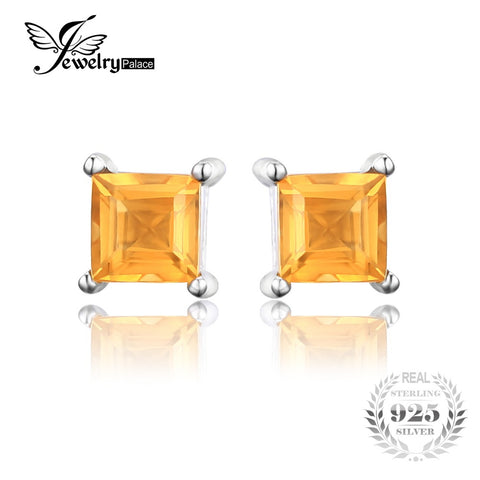Jewelry Palace Square Natural Citrines Sterling Silver Stud Earrings - ladies Shapewear 