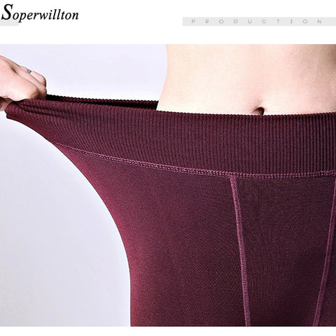 Soperwillton New Winter Warm Pants Plus Velvet Thicken Women's Leggings - ladies Shapewear 