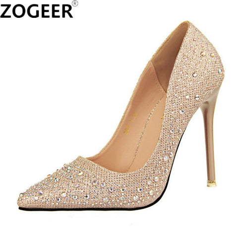 New Spring Autumn Women Pumps Sexy Black Gold Silver High Heels - ladies Shapewear 