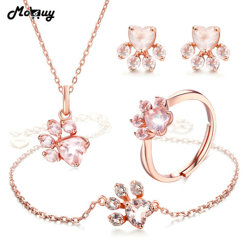 MoBuy Heart Rose 100% Sterling Silver 4pcs Jewelry Sets For Women - ladies Shapewear 