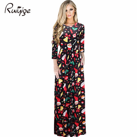 Sexy Women Floral Print 3/4 Sleeve Boho Ladies Long Maxi - ladies Shapewear 