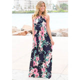 Sexy Women Floral Print 3/4 Sleeve Boho Ladies Long Maxi - ladies Shapewear 