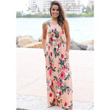 Sexy Women Floral Print 3/4 Sleeve Boho Ladies Long Maxi - ladies Shapewear 