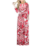 Sexy Women Floral Print 3/4 Sleeve Boho Ladies Long Maxi - ladies Shapewear 