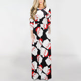Sexy Women Floral Print 3/4 Sleeve Boho Ladies Long Maxi - ladies Shapewear 