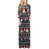 Sexy Women Floral Print 3/4 Sleeve Boho Ladies Long Maxi - ladies Shapewear 