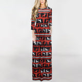 Sexy Women Floral Print 3/4 Sleeve Boho Ladies Long Maxi - ladies Shapewear 