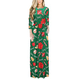 Sexy Women Floral Print 3/4 Sleeve Boho Ladies Long Maxi - ladies Shapewear 