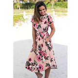 Sexy Women Floral Print 3/4 Sleeve Boho Ladies Long Maxi - ladies Shapewear 