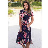 Sexy Women Floral Print 3/4 Sleeve Boho Ladies Long Maxi - ladies Shapewear 