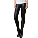 Faux Leather Leggings Navy Blue Sexy Women Leggings - ladies Shapewear 