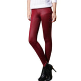 Faux Leather Leggings Navy Blue Sexy Women Leggings - ladies Shapewear 