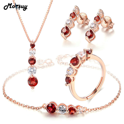 MoBuy Natural Gemstone 4pcs Red Garnet Jewelry Sets - ladies Shapewear 