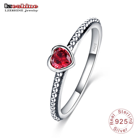 LZESHINE Sterling Silver Ring Love Heart Romantic Finger Ring - ladies Shapewear 