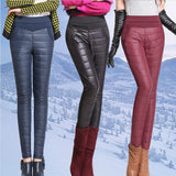 Winter Women Pants Fashion Stitching Slim Warm Windproof Down Pants - ladies Shapewear 